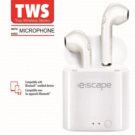 TWS WIRELESS STEROE EARPHONES WITH CHARGING STATION + MICROPHONE