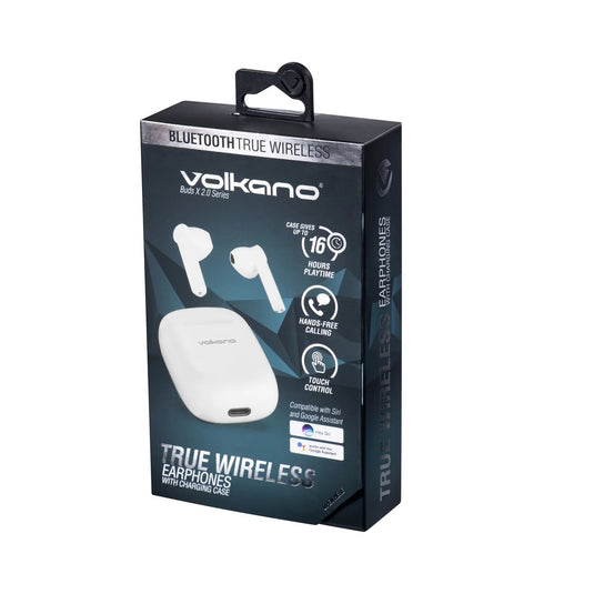 Volkano Buds X Series True Wireless Earphones + Charging Case-White
