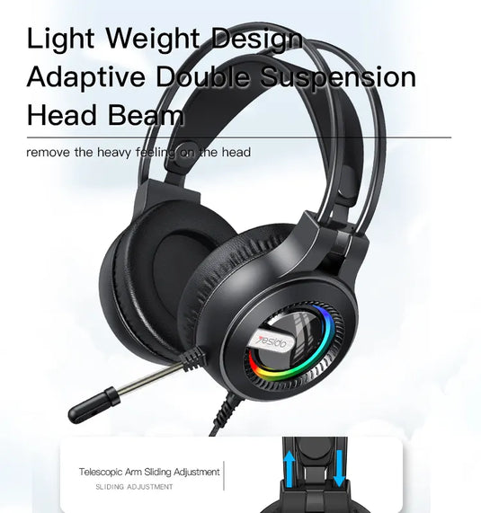 Gaming Headset with comfortable metal earing
