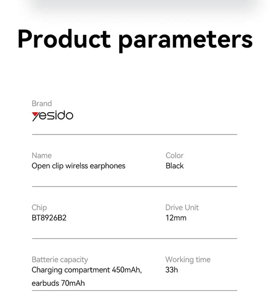 Bluetooth 5.3 Pulse 3.0 Open Clip Wireless Earphones