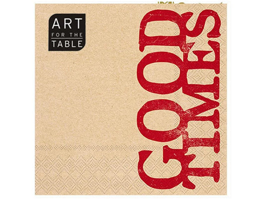 20-PC "Good Times" Napkin,13"x13" 2-ply, Brown Paper,19gsm, Ploybag