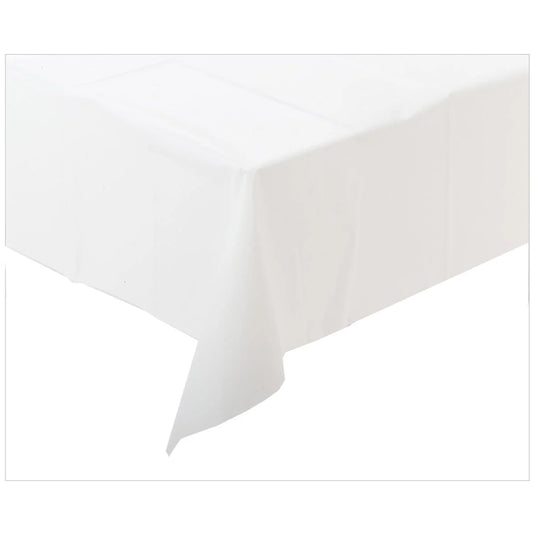54" x 108" Plastic Tablecloth White, pbh
