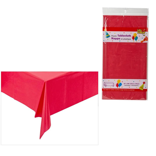 54" x 108" Plastic Tablecloth Red, pbh