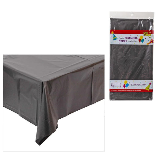 54" x 108" Plastic Tablecloth Black, pbh