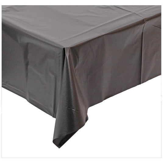54" x 108" Plastic Tablecloth Black, pbh