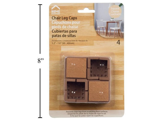 H.E. 4-PC Square Chair Leg Caps, B/C, Large, 31-41mm(HZ)
