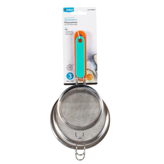 Luciano 3-pc S.S. Mesh Strainer set 3.5"/4.5"/5", t.o.c.