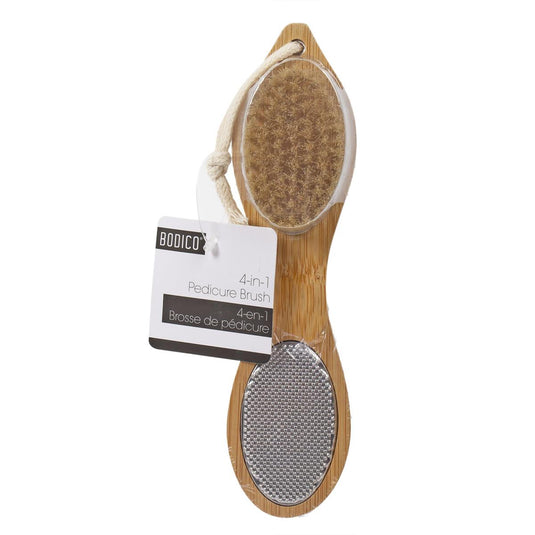 Bodico, Wood 4-in-1 Pedicure Brush, Shrink Wrap& h/t