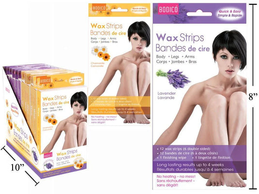 Bodico,6-pc Scented Double Body Wax Strips w/1 Wipe,2 Asst,C/box