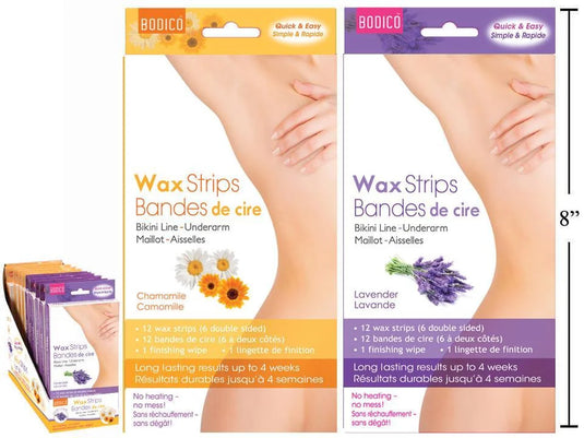 Bodico,6-pc Scented Double Bikini Wax Strips,1 Wipe,2 Asst,cbx