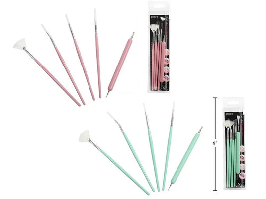 Bodico, 5-pc Nail Art Brush Set, pvc bag w/ insert card