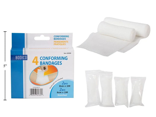 Bodico 4-pc Conforming Bandages, 2 pcs. @ 8cmx2m, 6cmx2m, cbx