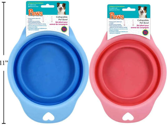 Paws, 550 ml Collapsible Pet Bowl, pink/blue, t.o.c