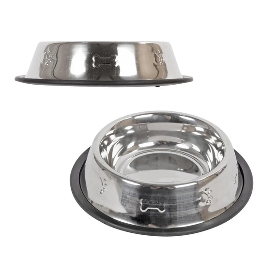PAWS. 8" Dia. S/S Pet Bowl w/Non-slippery Rubber