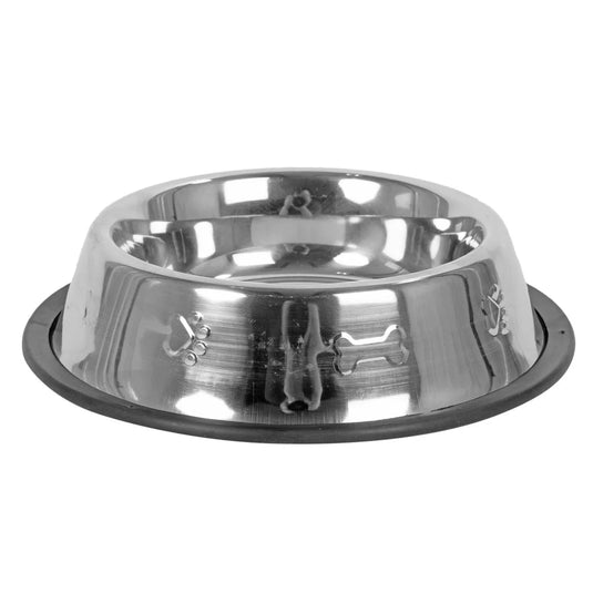 PAWS. 8" Dia. S/S Pet Bowl w/Non-slippery Rubber