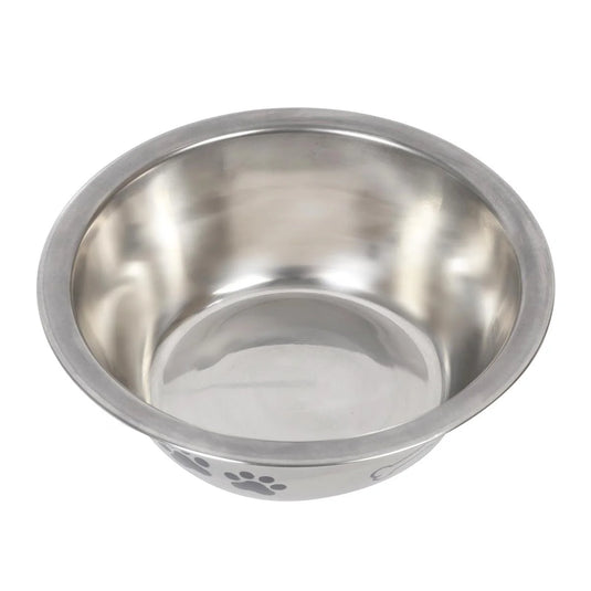 PAWS 20oz Stainless Steel Pet Bowl, Outside Matt & Printed, 6.5" Dia,