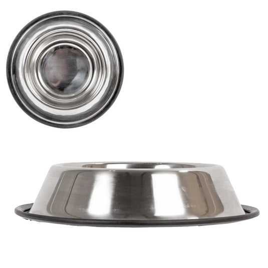 PAWS 20oz S/S Pet Bowl, 10" Dia w/Non-slippery Rubber