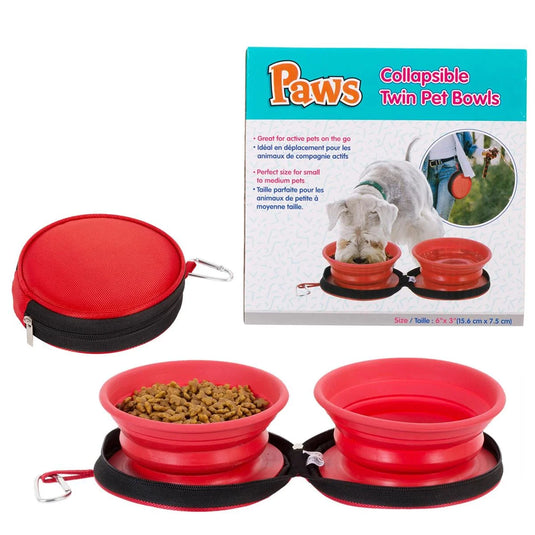 PAWS Collapsible Twin Pet bowls, 800ml, cbx