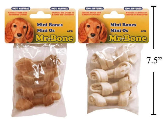 Mr. Bone. 4-pc Rawhide Mini Bones