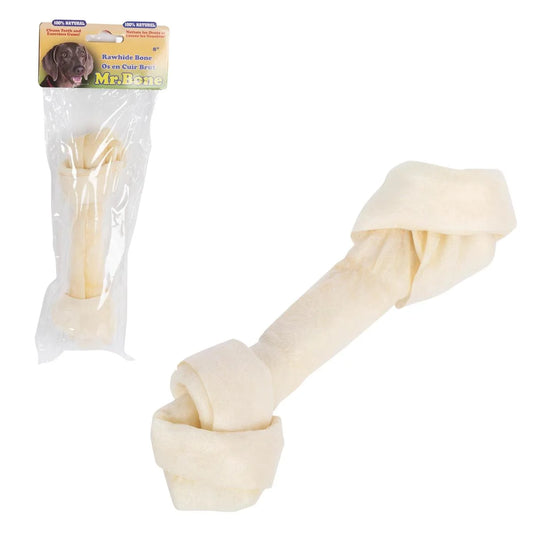 Mr. Bone 8" Bleached Rawhide Bone