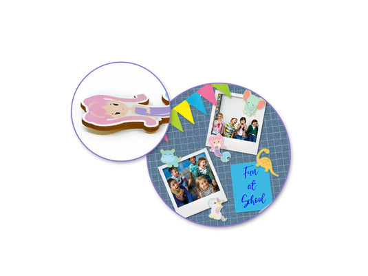 Paper Craft Emb: 6pc Painted Mini Wood Stickers 1.75"-2"pcs B) Mermaid