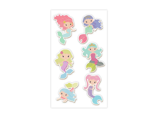 Paper Craft Emb: 6pc Painted Mini Wood Stickers 1.75"-2"pcs B) Mermaid