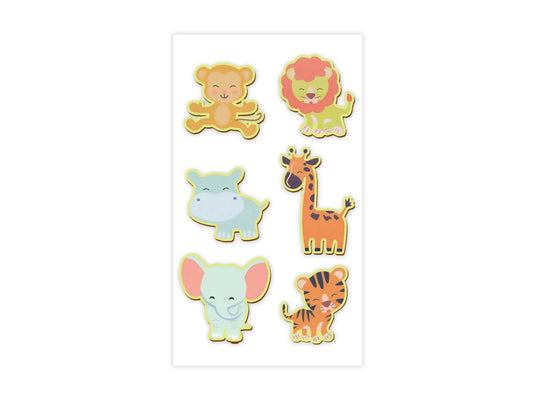 Paper Craft Emb: 6pc Painted Mini Wood Stickers 1.75"-2"pcs C) Animals