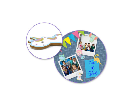 Paper Craft Emb: 6pc Painted Mini Wood Stickers 1.75"-2"pcs D) Unicorn