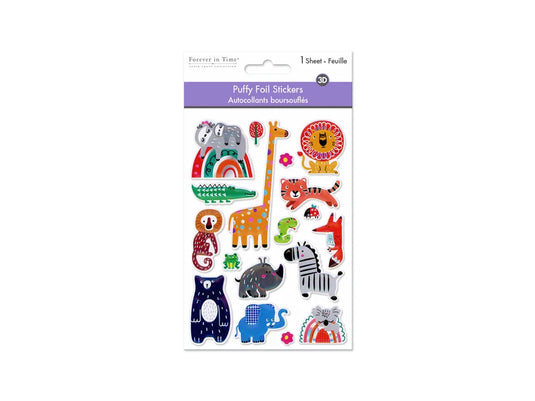 Paper Craft Stickers: 4.3"x6.1" Foil Puffy I) Baby Animals