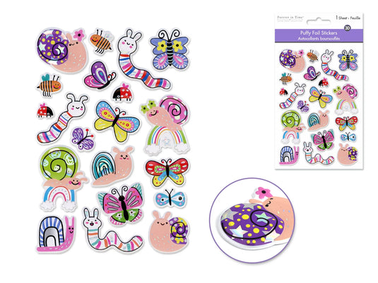 Paper Craft Stickers: 4.3"x6.1" Foil Puffy L) Tiny Creatures
