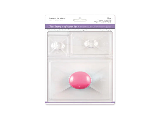 Clear Stamp Tool Set: 2"x2"/4"x2.25"/6"x4" x3 w/Interchangeable Handle