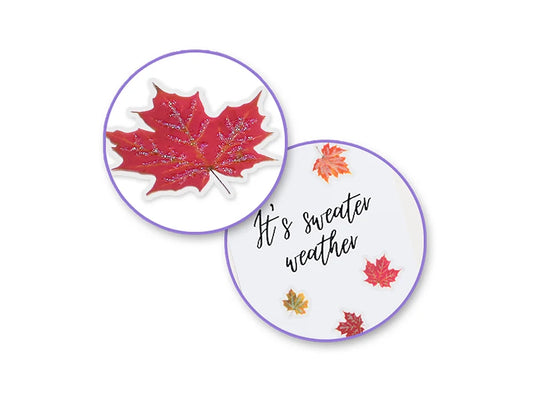 Paper Craft Stickers: 3.9"x6.9" Clear Glitter/Foil PET F) Maple Leaves