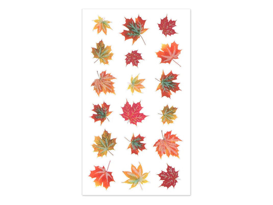 Paper Craft Stickers: 3.9"x6.9" Clear Glitter/Foil PET F) Maple Leaves
