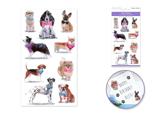 Paper Craft Stickers: 3.9"x6.9" Clear PET E) Dog Posers