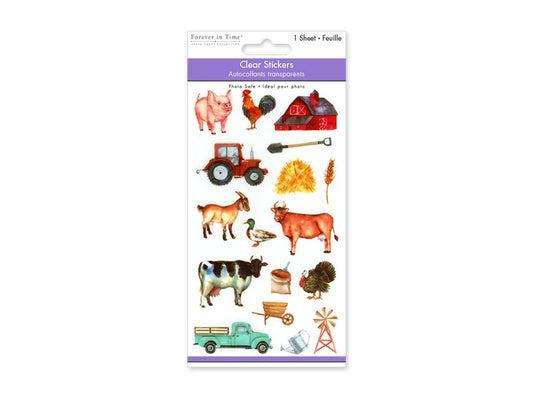 Paper Craft Stickers: 3.9"x6.9" Clear PET F) The Farm