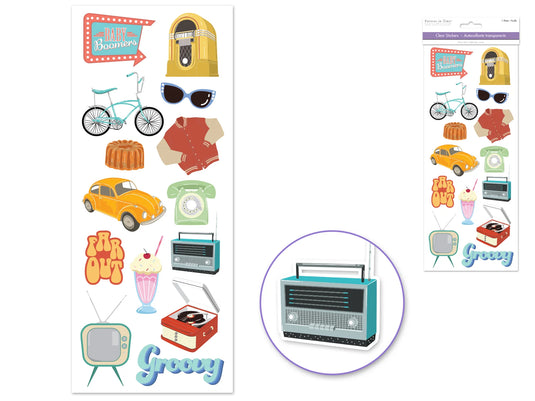 Paper Craft Sticker: 5"x12" Classic Themes 'Clear' Photo Safe 09) Baby Boomer