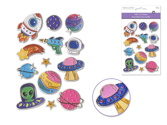 Paper Craft Stickers: 4.3"x6.1" Foil Puffy F) Outer Space