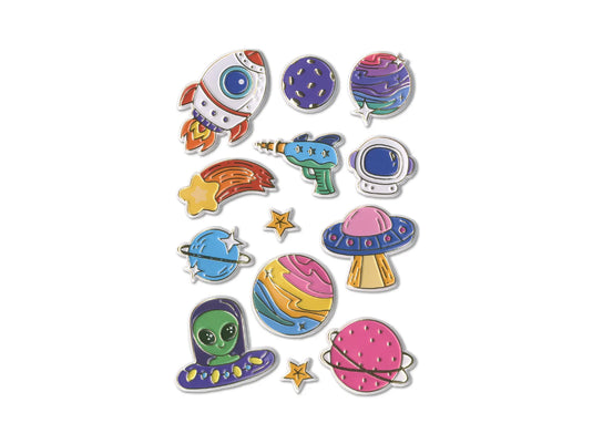 Paper Craft Stickers: 4.3"x6.1" Foil Puffy F) Outer Space