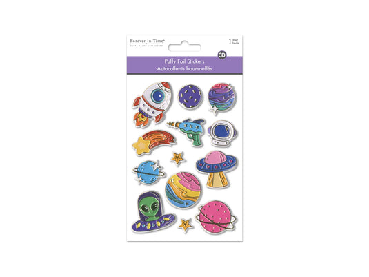 Paper Craft Stickers: 4.3"x6.1" Foil Puffy F) Outer Space