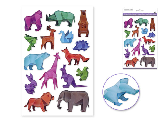 Paper Craft Sticker: 5.7"x9.8" 3D Origami Effects PVC A) Animals