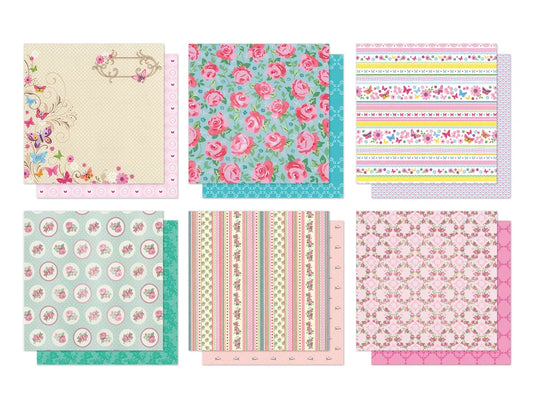 Cardstock: 12"x12" Glitter Embossed Dble-Sided 5eax6styles A) Butterfly & Floral