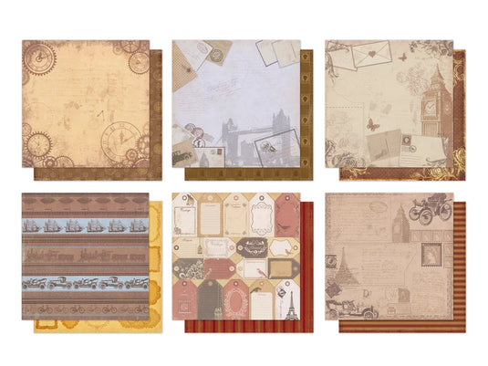 Cardstock: 12"x12" Glitter Embossed Dble-Sided 5eax6styles B) Vintage