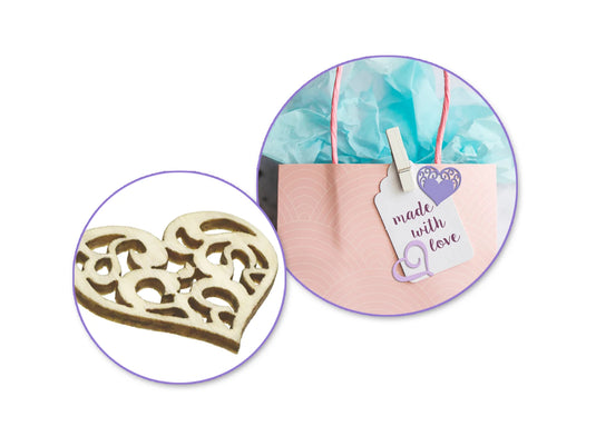 Paper Craft Emb: 45pc Mini Wood Emb in 9-Comp Box B) Hearts