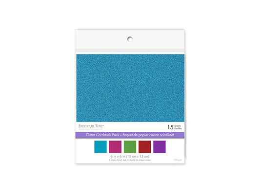 Cardstock: 6"x6" Glitter Effects 15pc A) Glimmer Glam