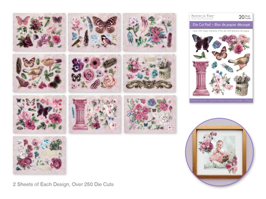 Paper Pads: 4.1"x5.8" Die Cut Pad 20 Sheets (2eax10designs) B) Rose