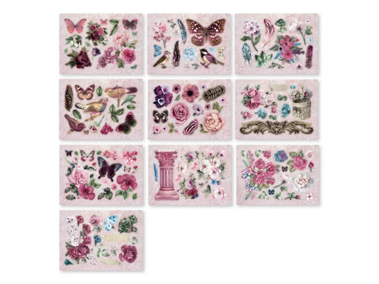 Paper Pads: 4.1"x5.8" Die Cut Pad 20 Sheets (2eax10designs) B) Rose