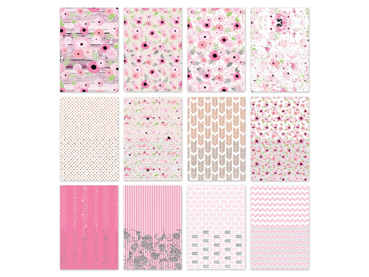 Paper Pads: 5.8"x8.2" Vellum Foil Print Stack Packs 12sheet G) Rouge Floral