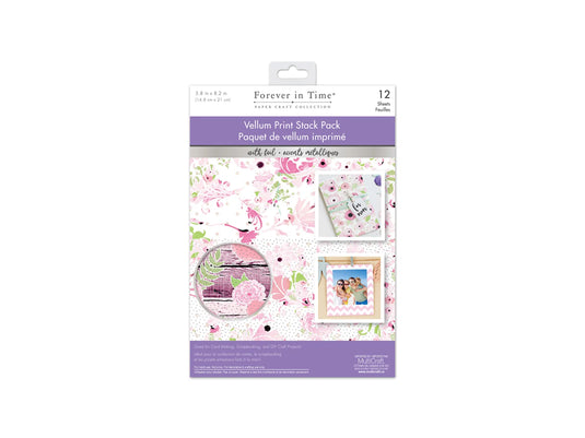 Paper Pads: 5.8"x8.2" Vellum Foil Print Stack Packs 12sheet G) Rouge Floral