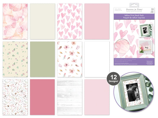 Paper Pads: 5.8"x8.2" Vellum Foil Print Stack Packs 12sheet I) Dainty