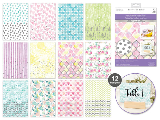 Paper Pads: 5.8"x8.2" Vellum Foil Print Stack Packs 12sheet J) Pattern Medley
